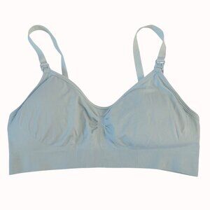 Light Blue Seamless Nursing Bra With Adjustable Straps Womens Sz L Soft Stretch